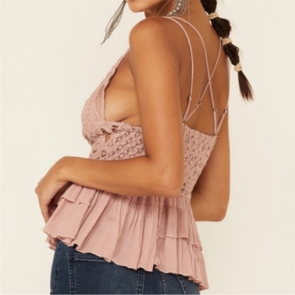 NWT FREE PEOPLE Adella Cami in Mauve, size Small, Bohemian Style Top Blouse - Picture 4 of 5
